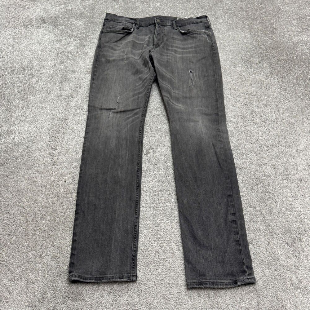 Allsaints Cigarette Distressed Slim Straight Button Fly Denim Jeans Men 31 Gray